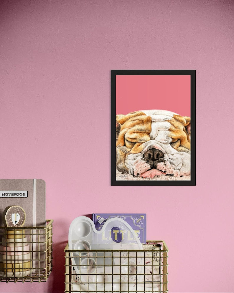 Hannah Stiles Sleeping Bulldog Print A4