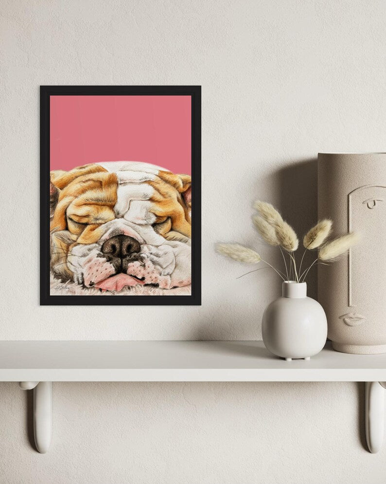 Hannah Stiles Sleeping Bulldog Print A4