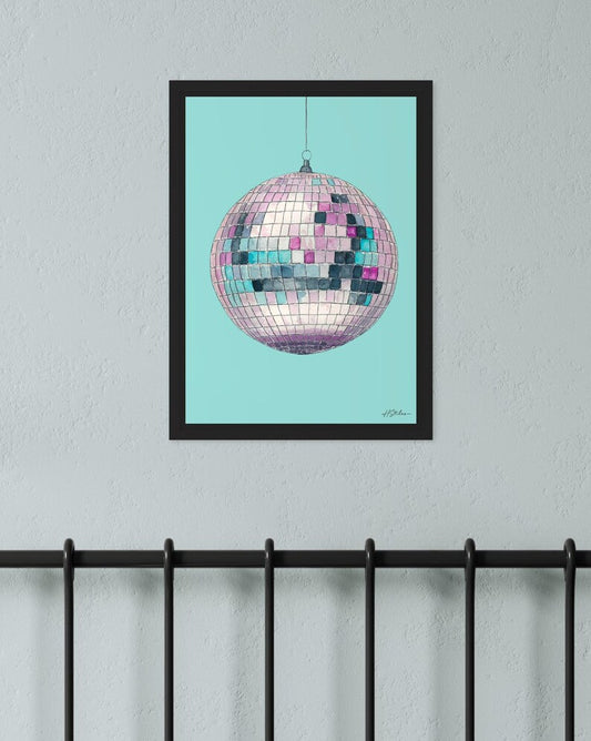 Hannah Stiles Blue Glitter Ball Print A4