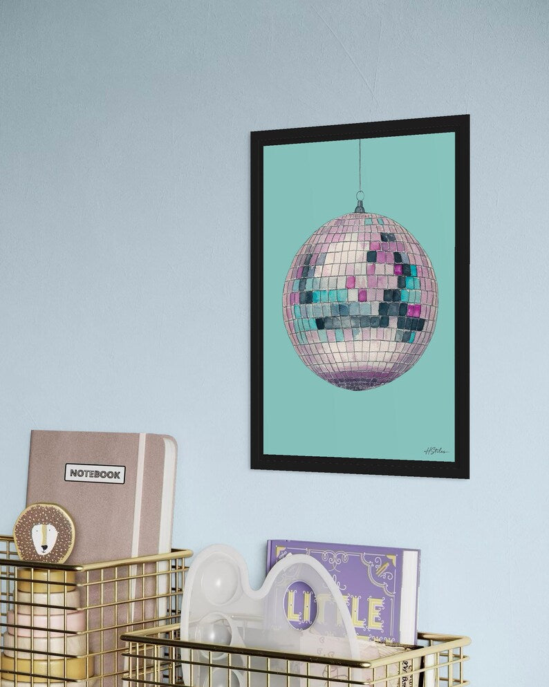 Hannah Stiles Blue Glitter Ball Print A4