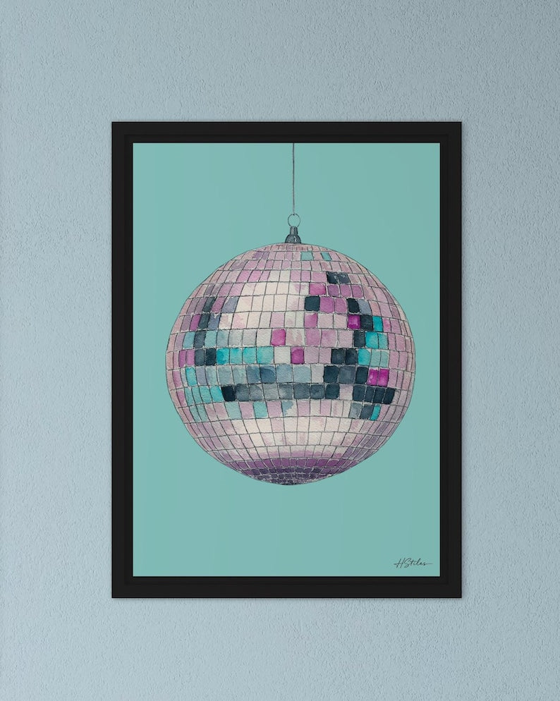 Hannah Stiles Blue Glitter Ball Print A4