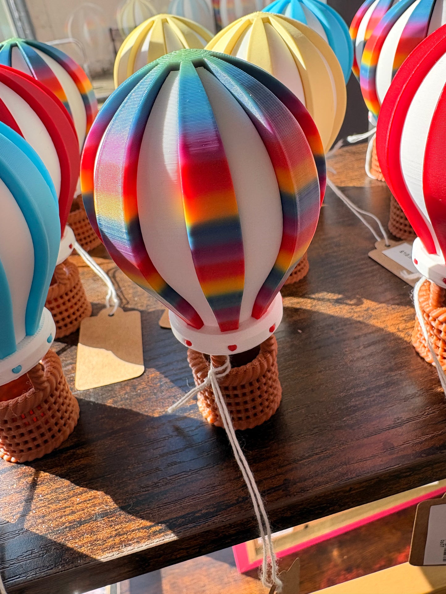 3D Printed Hot Air Balloon Decoration (11cm) | Colourful Hanging or Freestanding Balloon Ornament | Unique Gift UK