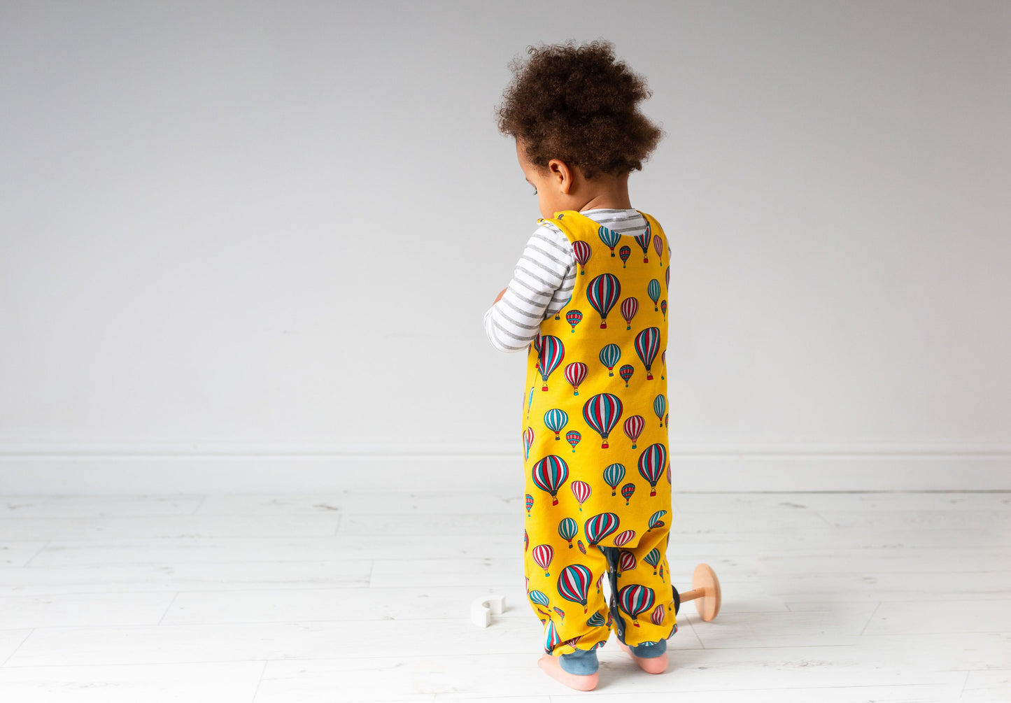 Hot Air Balloons on Green Organic Jersey Romper
