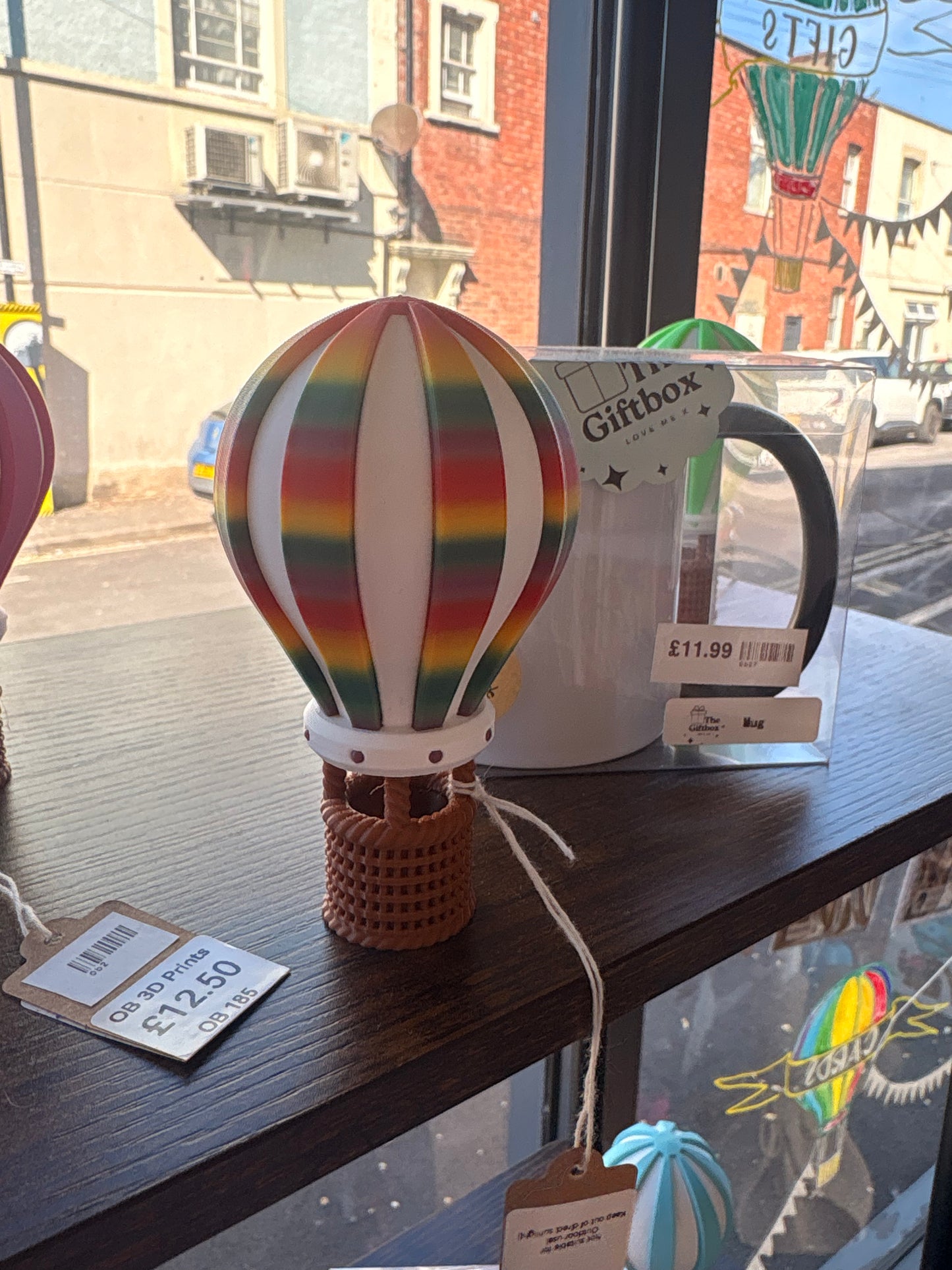 3D Printed Hot Air Balloon Decoration (11cm) | Colourful Hanging or Freestanding Balloon Ornament | Unique Gift UK